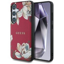 Guess Grained Printed Flower Pattern MagSafe - Etui do Samsung Galaxy S25 (fuksja)