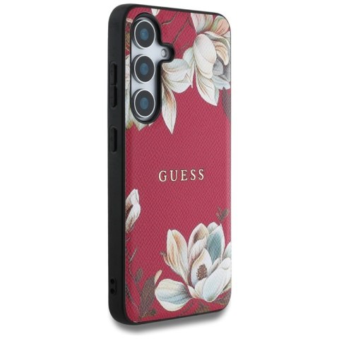 Guess Grained Printed Flower Pattern MagSafe - Etui do Samsung Galaxy S25 (fuksja)