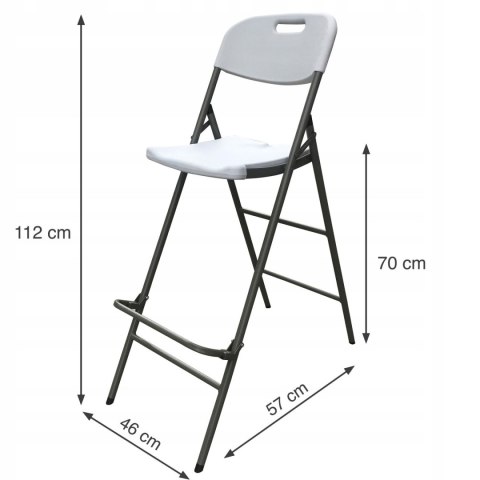 KRZESŁO HOKER SKŁADANE BAROWE OGRODOWE TURYSTYCZNE CATERINGOWE BIAŁE 70cm KRZESŁO HOKER SKŁADANE BAROWE OGRODOWE TURYSTYCZNE CATERINGOWE BIAŁE 70cm