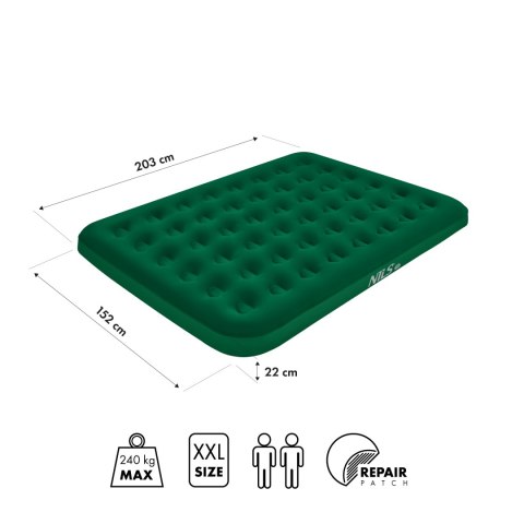 NC2803 Materac turystyczny dmuchany 203x152x22 NILS CAMP zielony