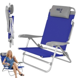 NC3502 Krzesło turystyczne 2w1 NILS CAMP składane niebiesko-szare