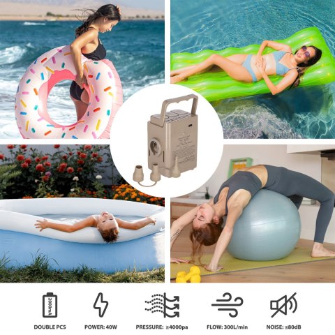 Nc2808 Materac Dwuosobowy King Size Beżowy + Pompka Elektryczna Nils Camp