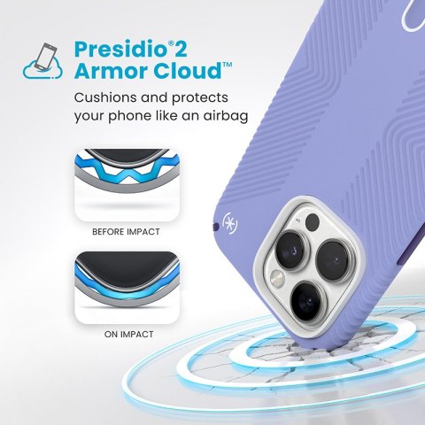 Speck Presidio2 Grip ClickLock & MagSafe - Etui iPhone 16 Pro Max (Future Lavender / Cassis Purple / White)