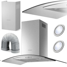 BT-224 Okap wyspowy 90cm Berdsen INOX szkło hartowane LED