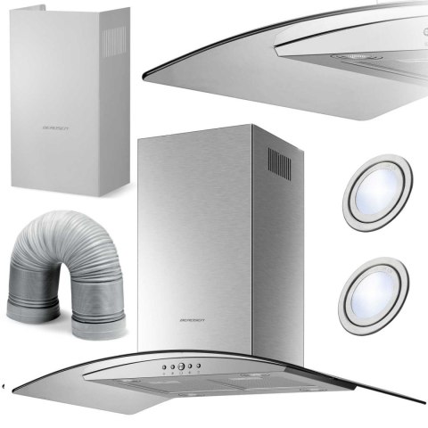 BT-224 Okap wyspowy 90cm Berdsen INOX szkło hartowane LED