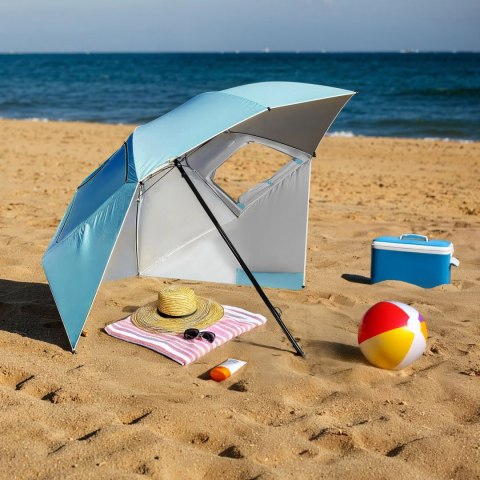 Nc17114 Parasol/Parawan Plażowy 2W1 Xxl 240 Cm Niebieski Nils