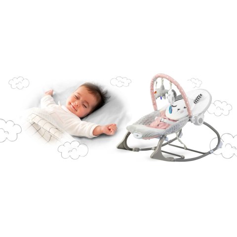 Leżaczek bujaczek z wibracją Nukido różowy 0+ pałąk zabawki