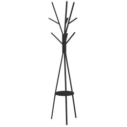 Wieszak stojący metalowy czarny z półką 181 cm czarny Massido przedpokój