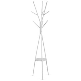 Wieszak stojący metalowy biały z półką 181 cm biały Massido przedpokój