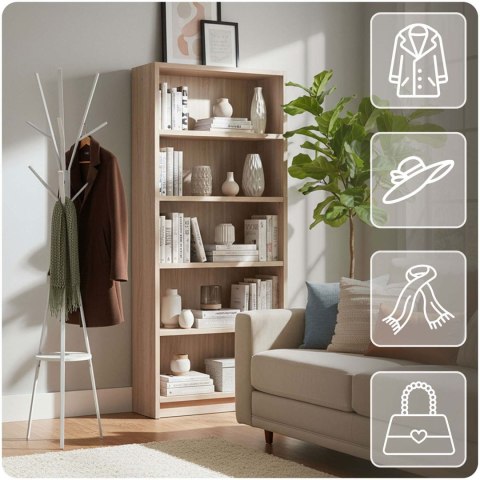 Wieszak stojący metalowy biały z półką 181 cm biały Massido przedpokój Wieszak stojący metalowy biały z półką 181 cm biały Massido przedpokój