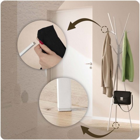 Wieszak stojący metalowy biały z półką 181 cm biały Massido przedpokój Wieszak stojący metalowy biały z półką 181 cm biały Massido przedpokój