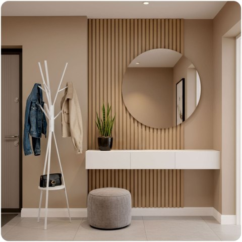 Wieszak stojący metalowy biały z półką 181 cm biały Massido przedpokój Wieszak stojący metalowy biały z półką 181 cm biały Massido przedpokój