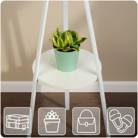 Wieszak stojący metalowy biały z półką 181 cm biały Massido przedpokój Wieszak stojący metalowy biały z półką 181 cm biały Massido przedpokój