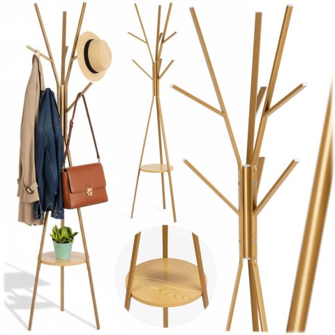 Wieszak stojący z półką Massido MS-869 złoty 181 cm podłogowy Wieszak stojący z półką Massido MS-869 złoty 181 cm podłogowy