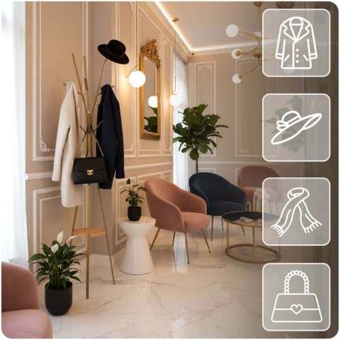 Wieszak stojący z półką Massido MS-869 złoty 181 cm podłogowy Wieszak stojący z półką Massido MS-869 złoty 181 cm podłogowy