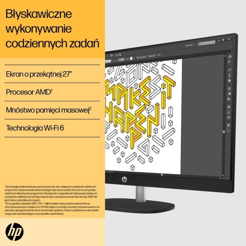 HP 27-cr0232nw AIO Ryzen 5 7520U 27.0"FHD IPS AG 300nits 16GB DDR5 SSD512 Radeon 610M LAN Win11 2Y Shell White
