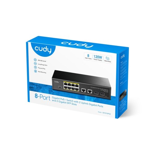 Switch CUDY GS1010PS2 8-GbE PoE z 2 portami