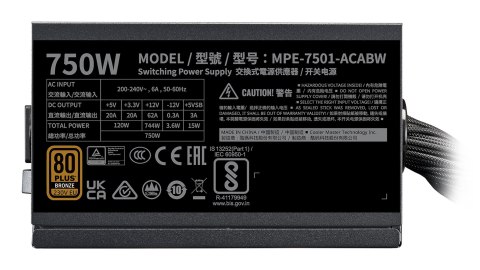 COOLER MASTER ZASILACZ MWE Bronze V3 750 W