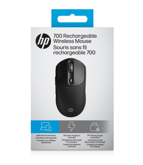 Mysz HP 700 Rechargeable  Mouse Black bezprzewodowa z akumulatorem czarna AZ7B0AA