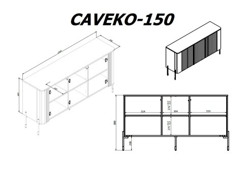 Komoda VERA 150x40x80 czarny mat Komoda VERA 150x40x80 czarny mat