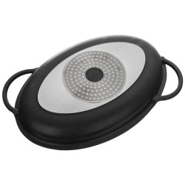 Patelnia do grillowania granitowa z pokrywką głęboka GRANDE 43x28x6 cm