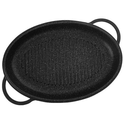 Patelnia do grillowania granitowa z pokrywką głęboka GRANDE 43x28x6 cm