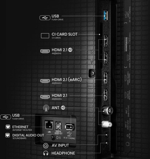 Telewizor 55" Hisense 55U7Q ULED 4K 144Hz VIDAA Smart OS Al Czarny