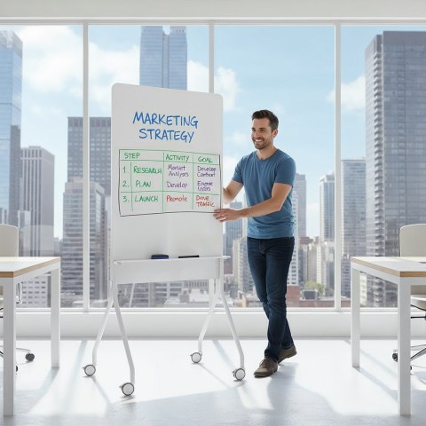 ERGO OFFICE MOBILNA TABLICA SUCHOŚCIERALNA, ORIENTACJA PIONOWA, BIAŁA, JEDNOSTRONNA, Z PÓŁKĄ, WYMIARY TABLICY 1190X790MM ER-3