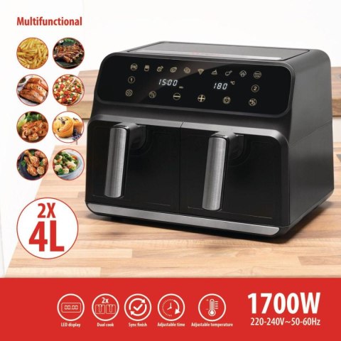 Frytkownica beztłuszczowa Air Fryer 1700W 2x4L Alpina czarna