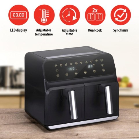 Frytkownica beztłuszczowa Air Fryer 1700W 2x4L Alpina czarna