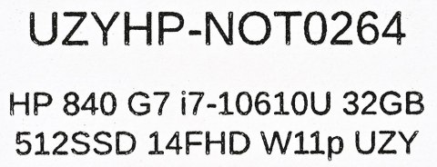 HP EliteBook 840 G7 i7-10610U 32GB 512GB SSD 14" FHD Win11pro + zasilacz UŻYWANY