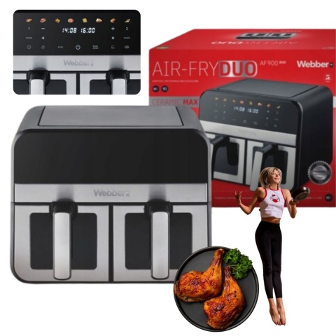 Frytkownica beztłuszczowa Webber 9L - AF900 - podwójna komora 2400W LCD