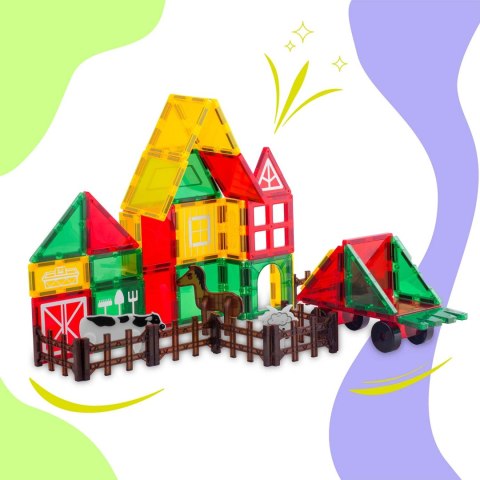 Klocki magnetyczne edukacyjne konstrukcyjne farma zwierząt RK-781 Ricokids