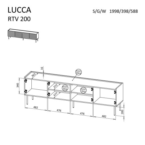 Szafka RTV 4D LUCCA 200x40x59 biały