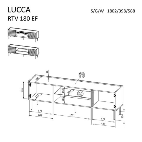 Szafka RTV EF LUCCA 180x40x59 czarny