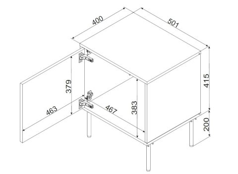 Szafka nocna 2szt INSERTO 50x40x61,5 czarny + LED