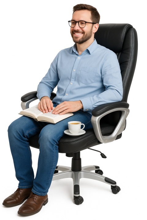 Fotel biurowy skórzany Sofotel EG-226 czarny ergonomiczny TILT