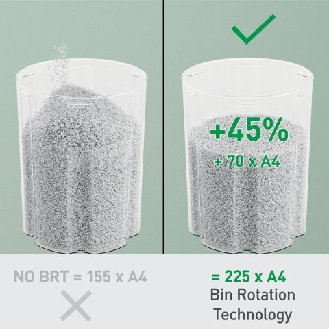 Niszczarka Leitz IQ OptiMax Home Office 225, 15l, P5, 6 kartek, Automatyczny Start/Stop, Funkcja cofania, Obrotowy pojemnik - 33 Niszczarka Leitz IQ OptiMax Home Office 225, 15l, P5, 6 kartek, Automatyczny Start/Stop, Funkcja cofania, Obrotowy pojemnik - 33