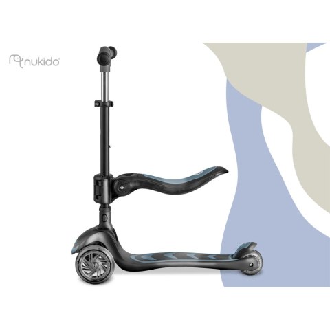 Hulajnoga trójkołowa balansowa z siedziskiem Nukido Flippo czarna LED - Czarna