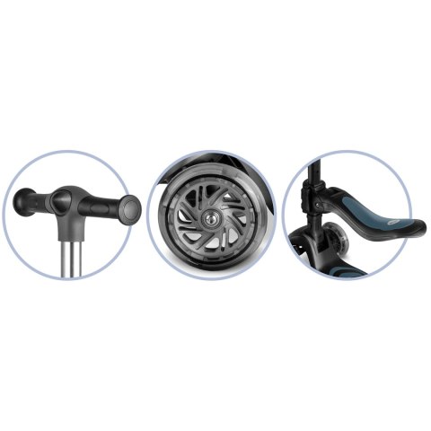 Hulajnoga trójkołowa balansowa z siedziskiem Nukido Flippo czarna LED - Czarna