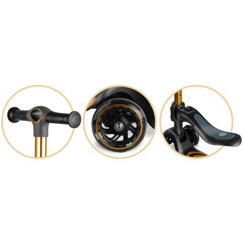 Hulajnoga trójkołowa balansowa z siedziskiem Nukido Flippo złota LED