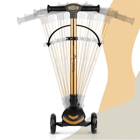 Hulajnoga trójkołowa balansowa z siedziskiem Nukido Flippo złota LED