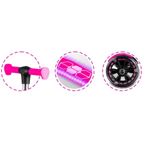 Hulajnoga trójkołowa dla dzieci balansowa świecąca w ciemności Ricokids Jelly - różowa