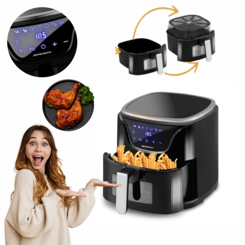 Frytkownica beztłuszczowa Air Fryer 5L 1500W Berdsen BD-652 czarno-srebrna