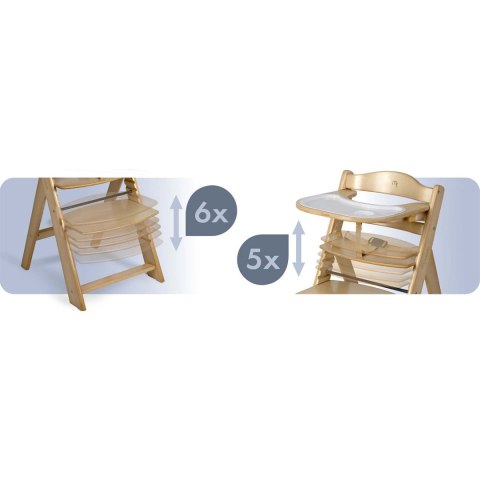 Drewniane krzesełko do karmienia Nelo Nukido regulowane z tacką 6m+