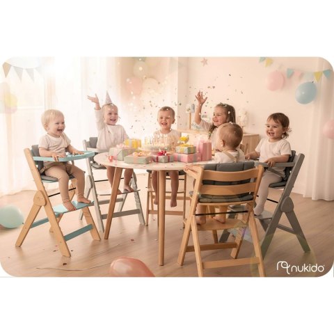 Drewniane krzesełko do karmienia Nelo Nukido regulowane z tacką 6m+