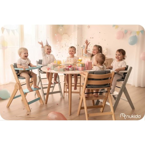 Drewniane krzesełko do karmienia Nelo Nukido regulowane z tacką 6m+ - szare