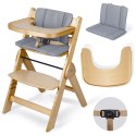 Drewniane krzesełko do karmienia Nelo Nukido regulowane z tacką 6m+