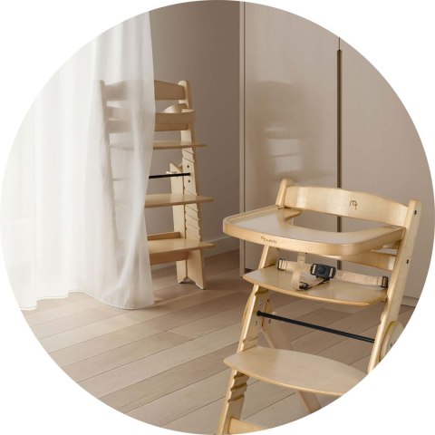 Drewniane krzesełko do karmienia Nelo Nukido regulowane z tacką 6m+