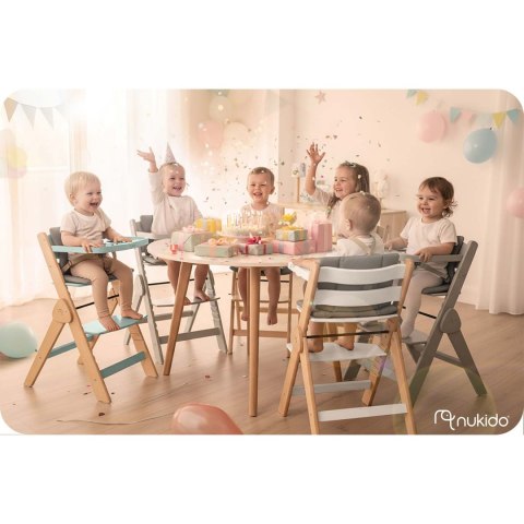 Drewniane krzesełko do karmienia Timo Nukido składane regulowane 6m+ białe